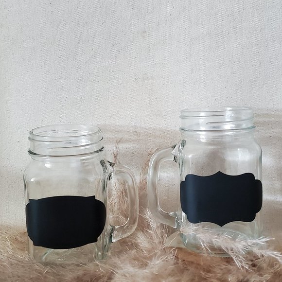 Mason Jar Cups with Chalk Board label - Picture 1 of 1